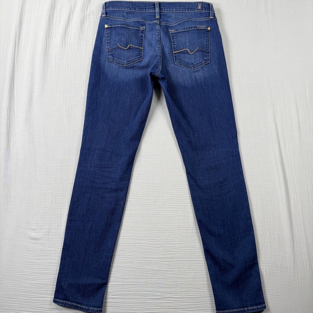 7 For All Mankind Roxanne‎ Slim Illusion Jeans 29 Mid Rise Dark Wash Size 30x31 - Picture 3 of 8